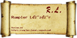 Rumpler Lázár névjegykártya